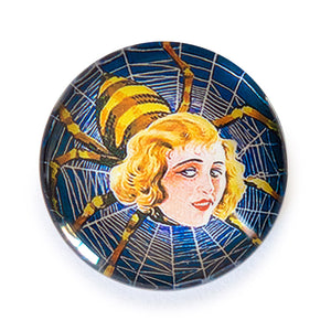 Round Vintage Spider Lady Glass Cameo Cabochon