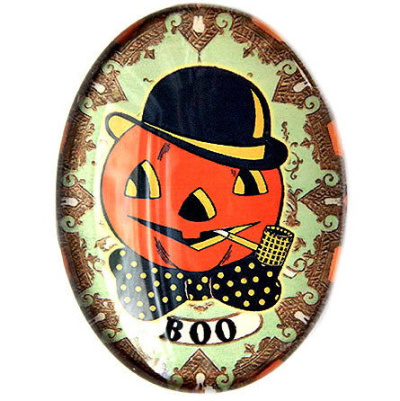 Jackolantern Halloween Glass Cameo Cabochon