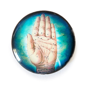 Round Palmistry Glass Cameo Cabochon Psychic Tarot Mystical Vintage