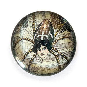 Round Victorian Spider Lady Glass Cameo Cabochon