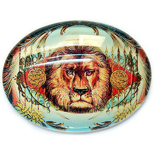 Victorian Circus Lion Illustration Glass Cameo Cabochon