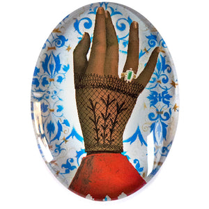 Victorian Hand with Ring Illustration Cameo Cabochon Original Design Black African American Dark Skinned