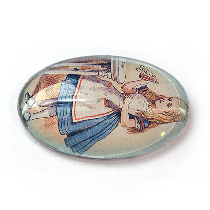 Alice in Wonderland Glass Cameo Cabochon