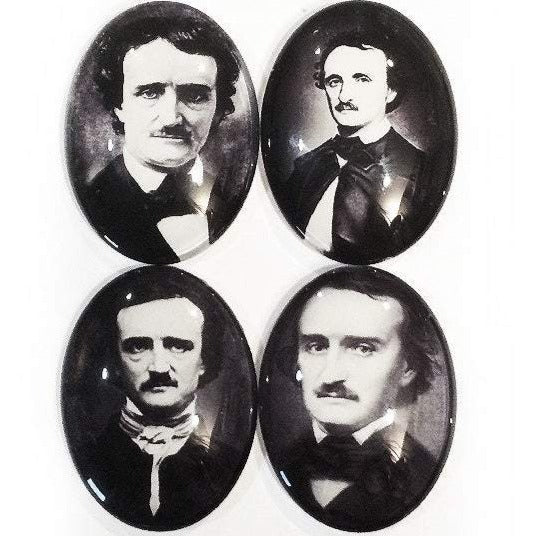 Edgar Allen Poe Portrait Glass Cameo Cabochons