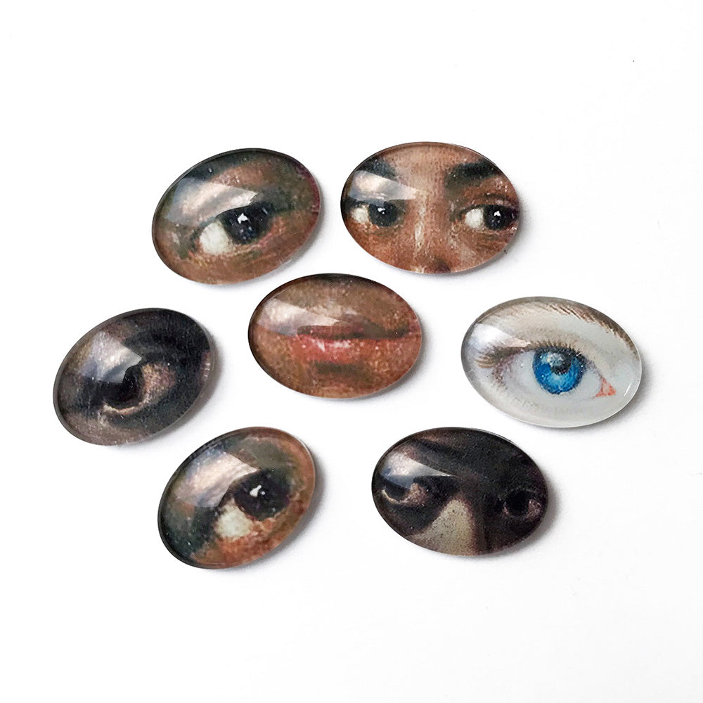 African American Art Lovers Eyes Cameo Cabochon Set