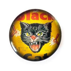 Round Black Cat Vintage Fireworks Ad Glass Cameo Cabochon