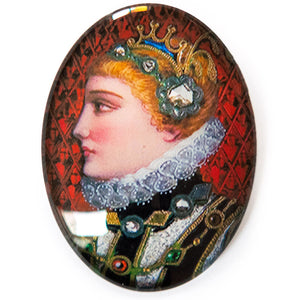 Reproduction Limoge Glass Cameo Cabochon Antique Enamel Painting French Woman