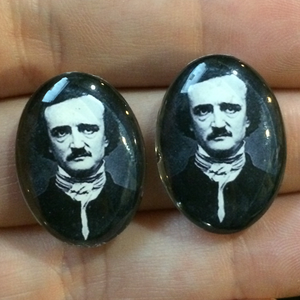 Edgar Allen Poe Portrait Glass Cameo Cabochons