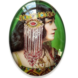 Art Nouveau Woman in Profile Glass Cameo Cabochon
