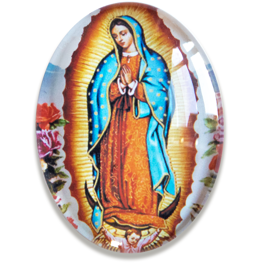Lady of Guadalupe Vintage Glass Cameo Cabochon