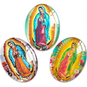 Lady of Guadalupe Vintage Glass Cameo Cabochon