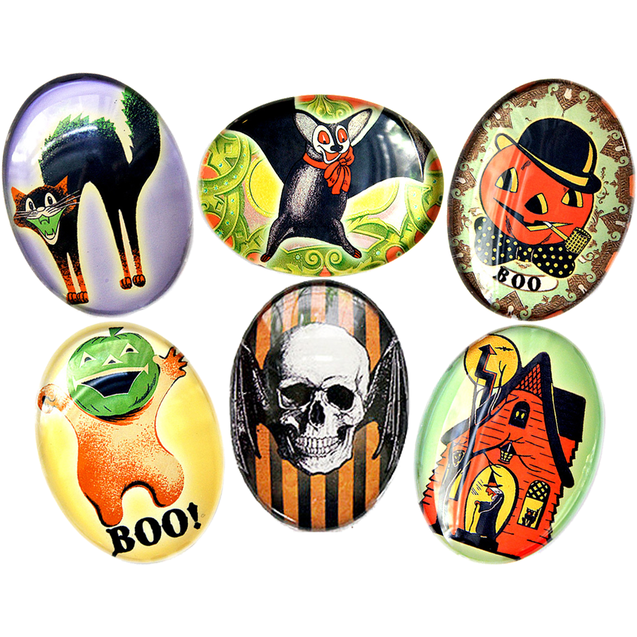 Vintage Halloween Designs Glass Cameo Cabochon