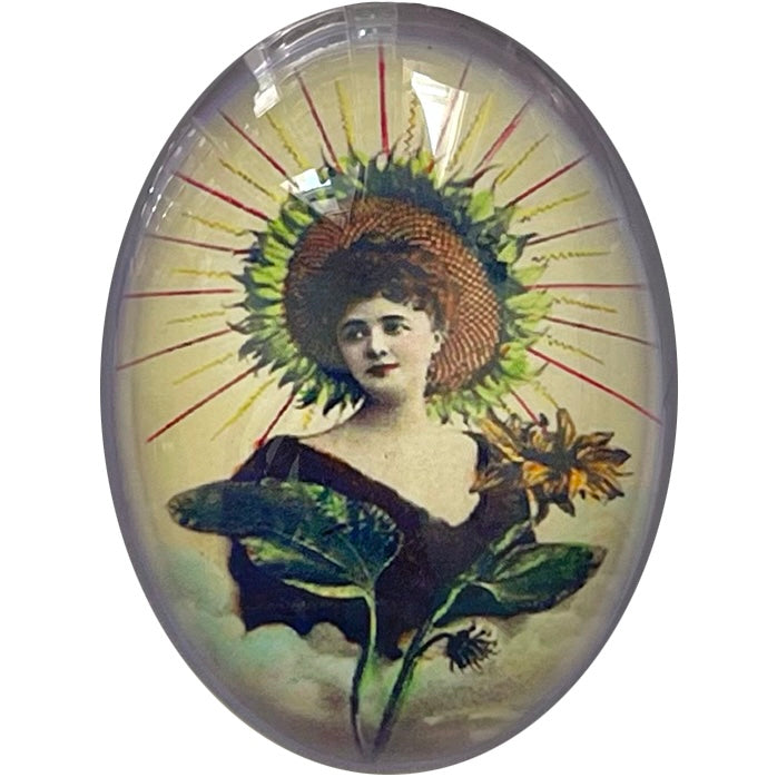 Victorian Sunflower Woman Cameo Cabochon