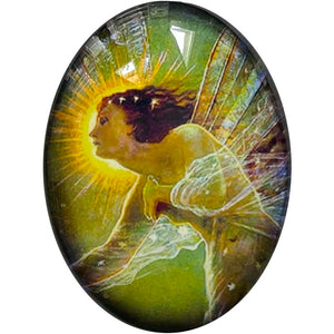 Vintage Celestial Fairy Woman Glass Cameo Cabochon