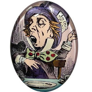 Mad Hatter Alice in Wonderland Vintage Illustration Glass Cameo Cabochon