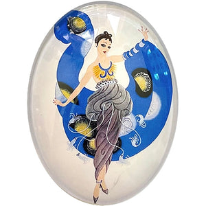 Art Deco Erte Fashion Woman Illustration Glass Cameo Cabochon