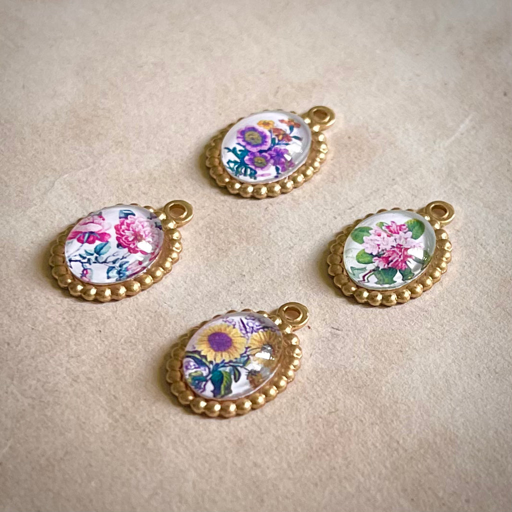 Victorian Floral Illustration Tiny Handmade Charms