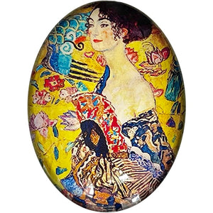 Gustav Klimt Woman Painting Glass Cameo Cabochon