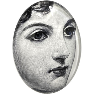 Victorian Woman Face Illustration Glass Cameo Cabochon