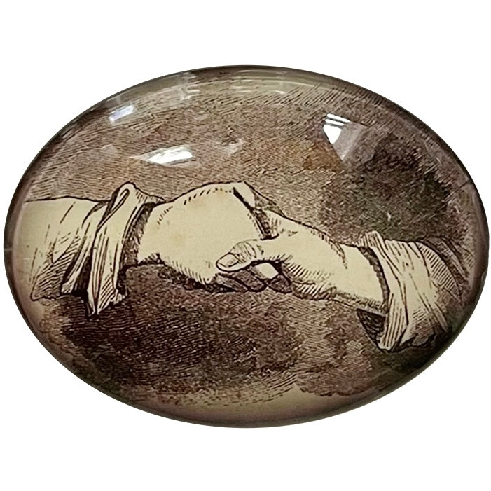 Vintage Masonic Oddfellows Handshake Cameo Cabochon