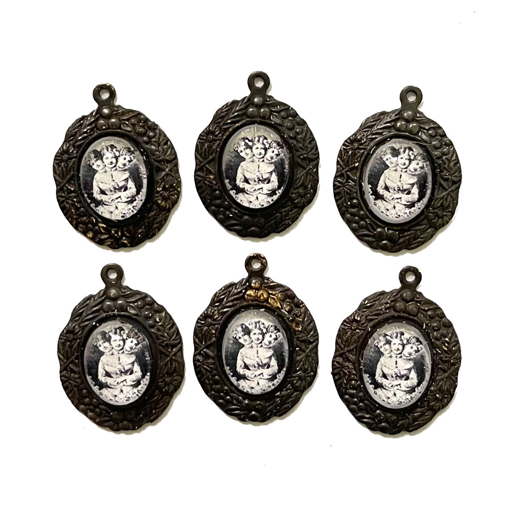 6pc set Three Headed Woman Sideshow Handmade Pendants Charms