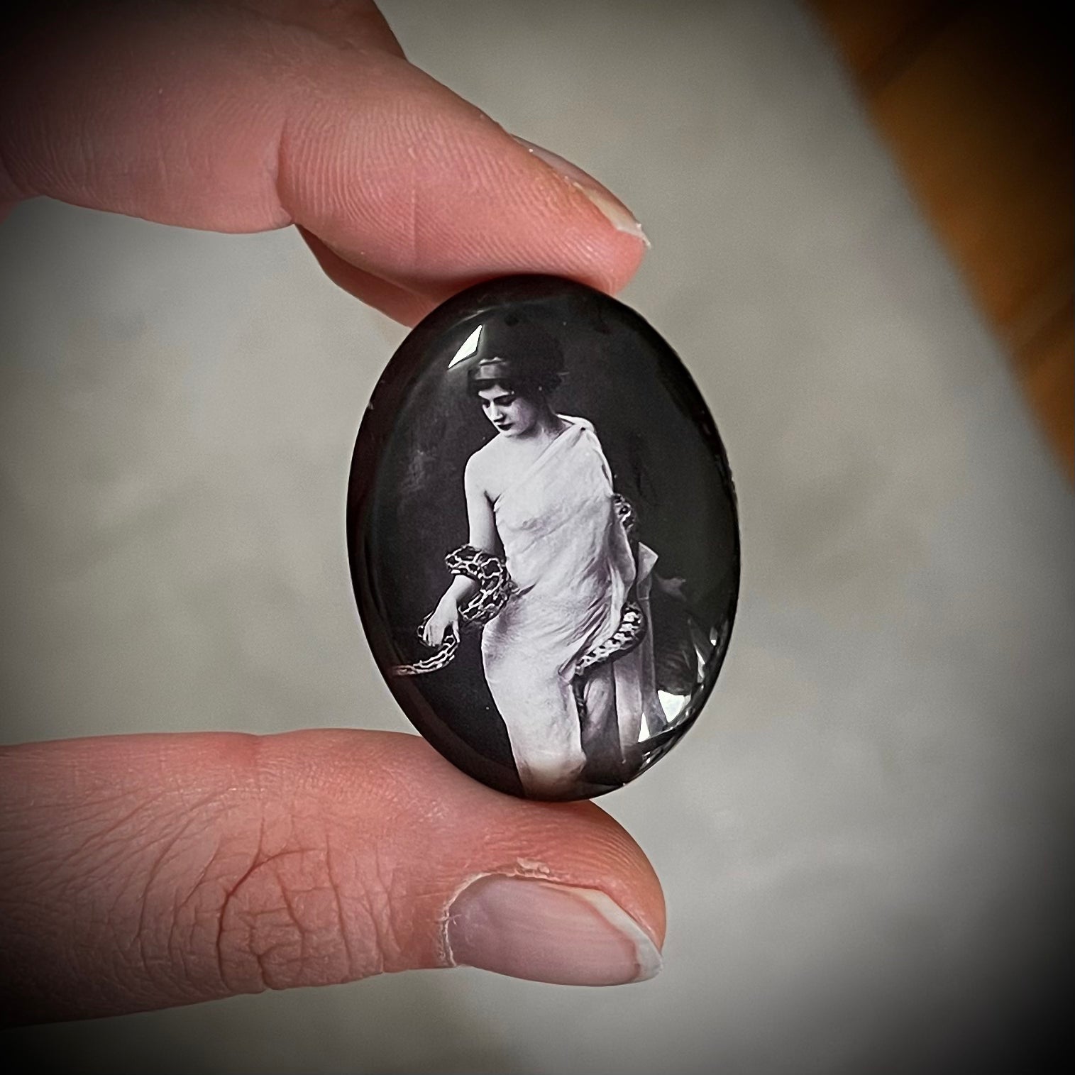 Victorian Snake Charmer Photograph Sideshow Cameo Cabochon