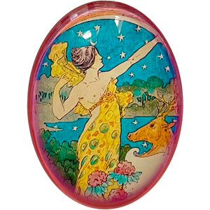 Art Nouveau Goddess Diana Illustration Glass Cameo Cabochon