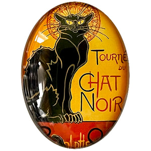 Chat Noir Art Nouveau Black Cat Glass Cameo Cabochon