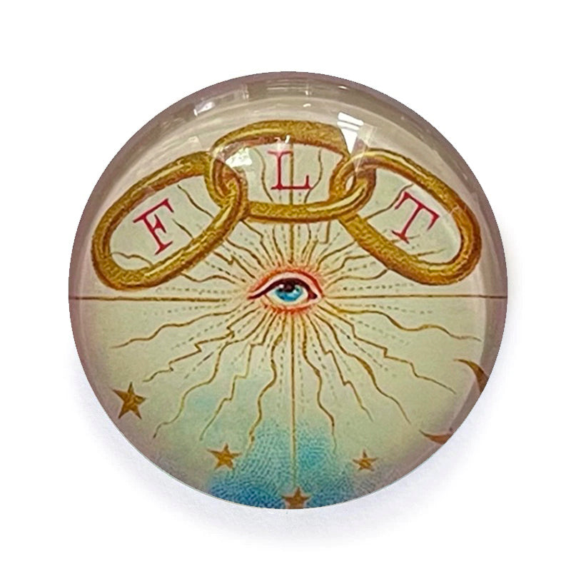 Round Masonic FLT Eye Oddfellows Glass Cameo Cabochon