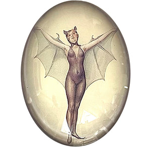 Art Deco Bat Woman Halloween Cameo Cabochon