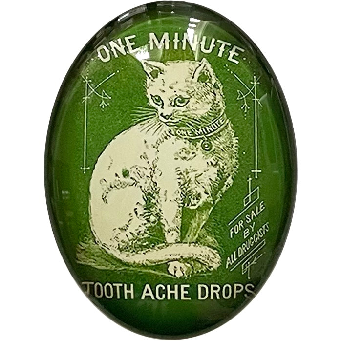 Victorian Cat Pharmacy Ad Glass Cameo Cabochon