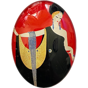 Art Deco Erte Woman Fashion Illustration Glass Cameo Cabochon