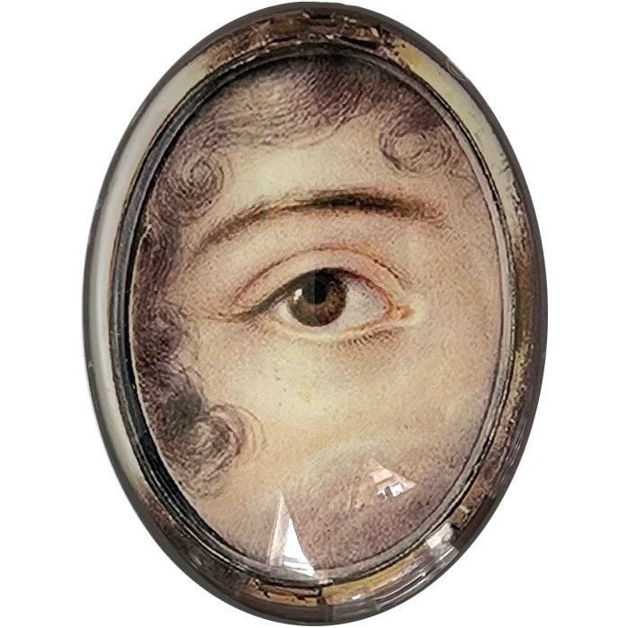 Brown Lovers Eye Vintage Painting Glass Cameo Cabochon