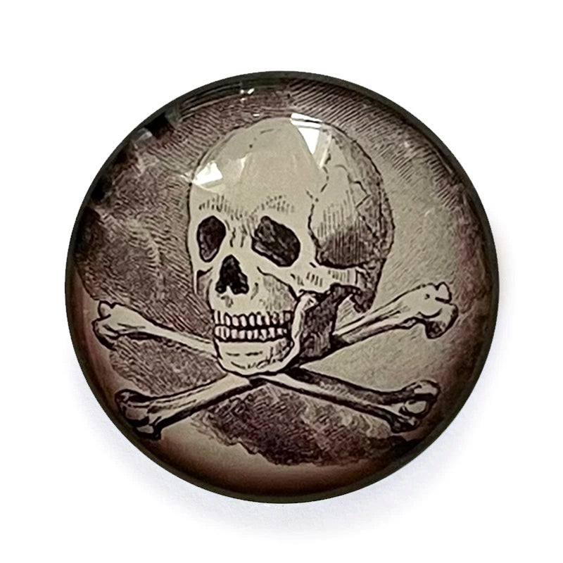 Round Masonic Skull Crossbones Oddfellows Glass Cameo Cabochon