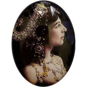 Mata Hari Art Nouveau Woman with Jewelry Photo Glass Cameo Cabochon