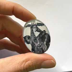 Mystical Victorian Bat Woman Stars Cameo Cabochon