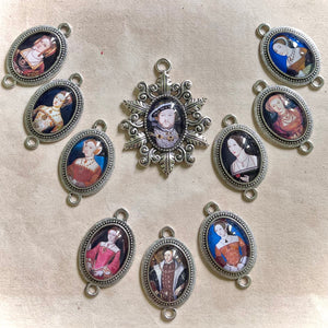 Henry VIII Wives and Children 10pcs Handmade Pendant Charm Lot Silver