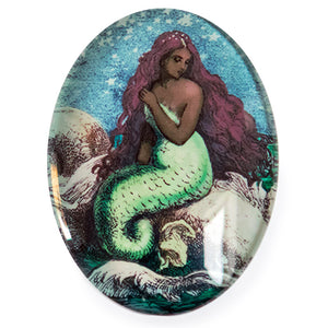 Victorian Mermaid Art Black African American Glass Cameo Cabochon