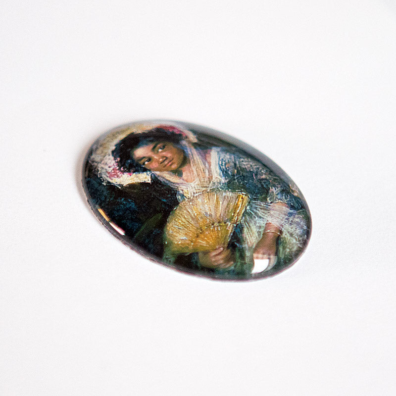 Victorian Girl with Fan African American Black Cameo Cabochon