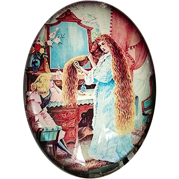 Long Haired Victorian Woman Cameo Cabochon