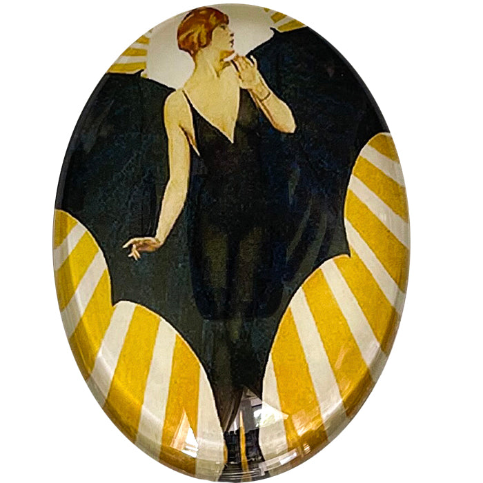 Art Deco Bat Woman Sunburst Cameo Cabochon 1920s