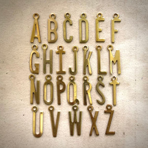 Art Deco Vintage Brass Alphabet Letter Charms Mid Century