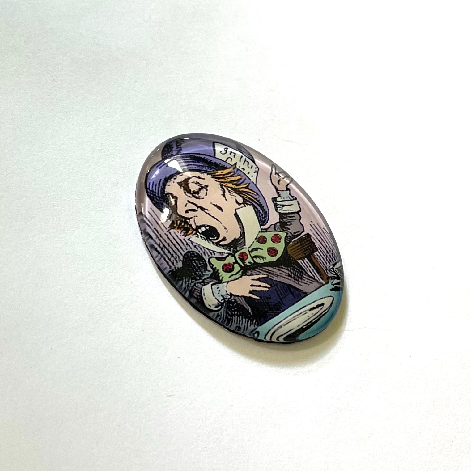 Mad Hatter Alice in Wonderland Vintage Illustration Glass Cameo Cabochon