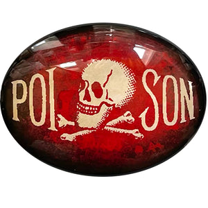 Poison Label Glass Cameo Cabochon Skull and Crossbones