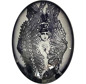 Mysterious Winged Victorian Woman Glass Cameo Cabochon