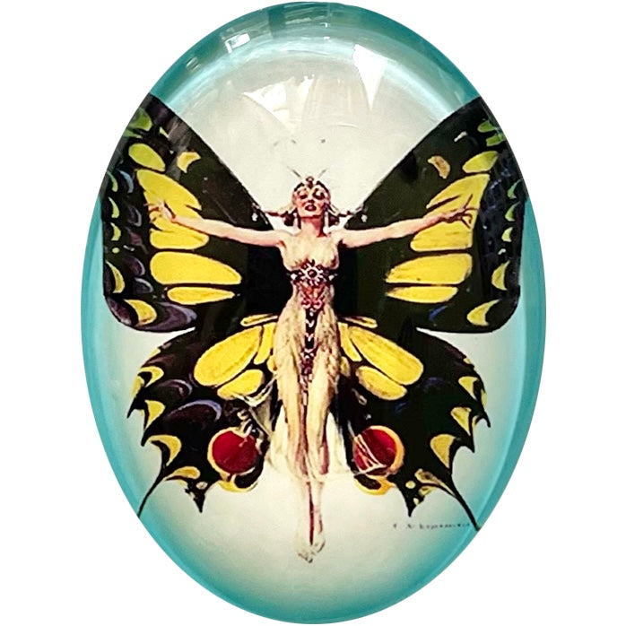 Vintage Butterfly Fairy Woman Glass Cameo Cabochon