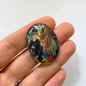 Victorian Woman and Horse Cameo Cabochon Equestrian