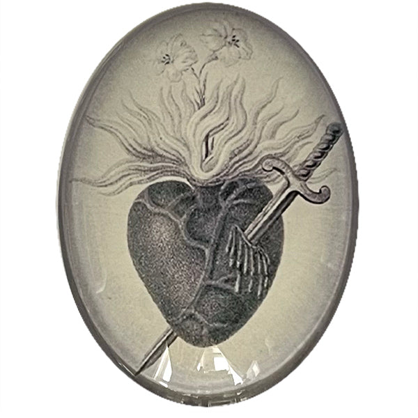 Sacred Heart of Jesus Illustration Ex Voto Cameo Cabochon