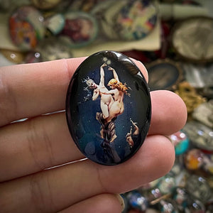 Mysterious Celestial Women Floating in the Night Cameo Cabochon