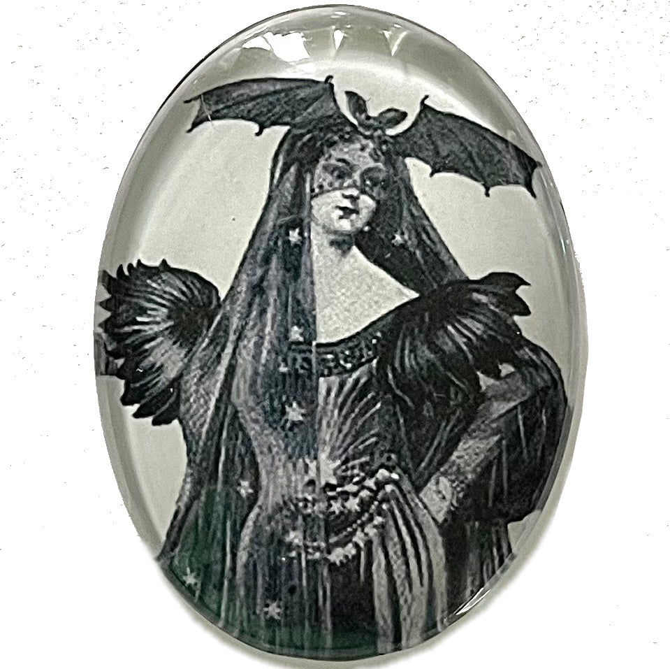 Mystical Victorian Bat Woman Stars Cameo Cabochon